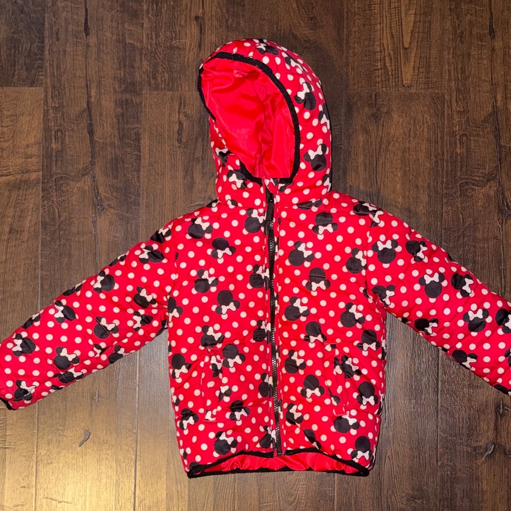 Disney Minnie Mouse Red and Black Kids Puffer Jacket